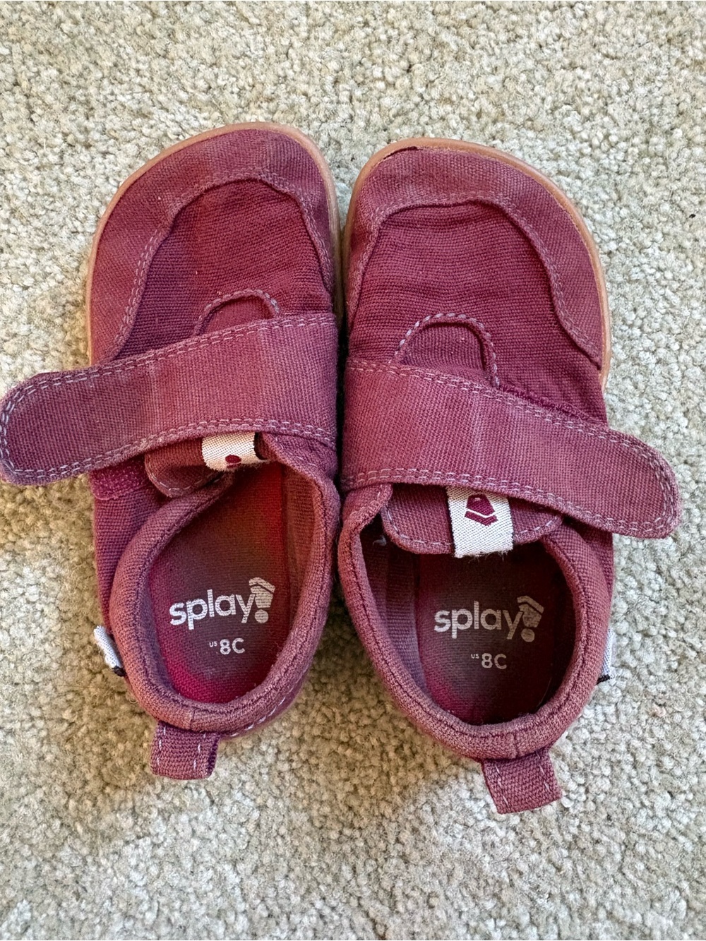 Splay Kids Burgundy Canvas Hook-and-Loop Sneakers